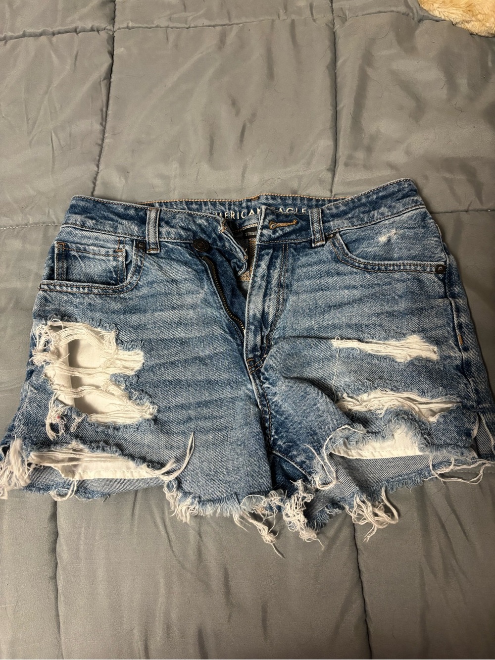 American Eagle Outfitters Ripped Light Blue Denim Shorts